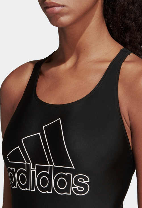 Čierne dámske jednodielne plavky Adidas s veľkým logom