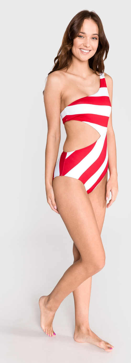 Dámske červeno-biele plavky Tommy Hilfiger