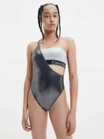 Lesklé celé plavky Calvin Klein v asymetrickom strihu